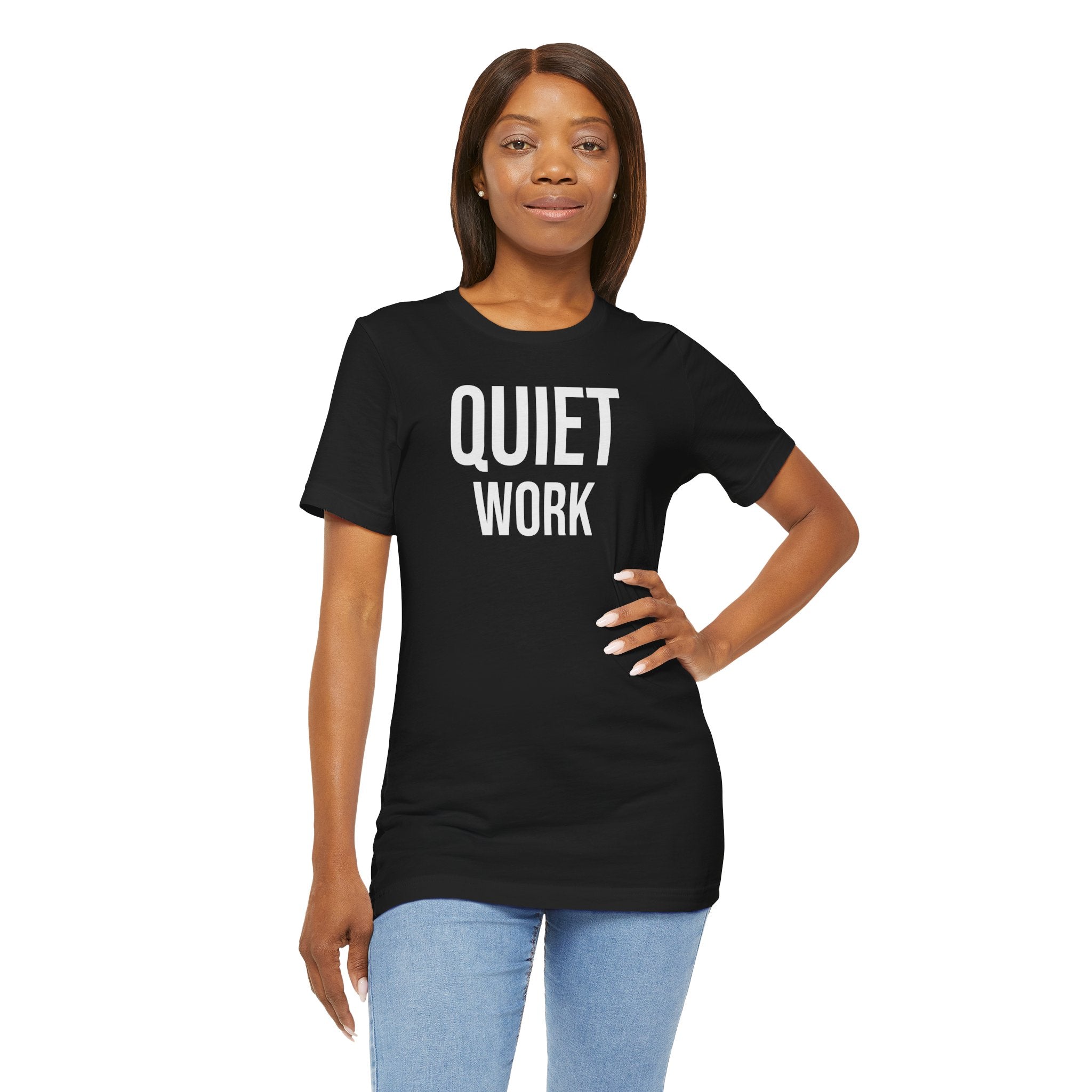 Quiet Work – Minimalist Black T-Shirt